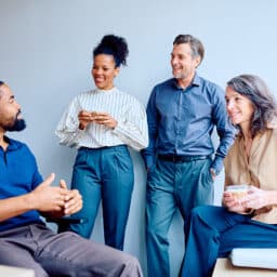 Group of people chatting casually.