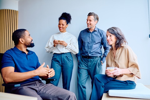 Group of people chatting casually.